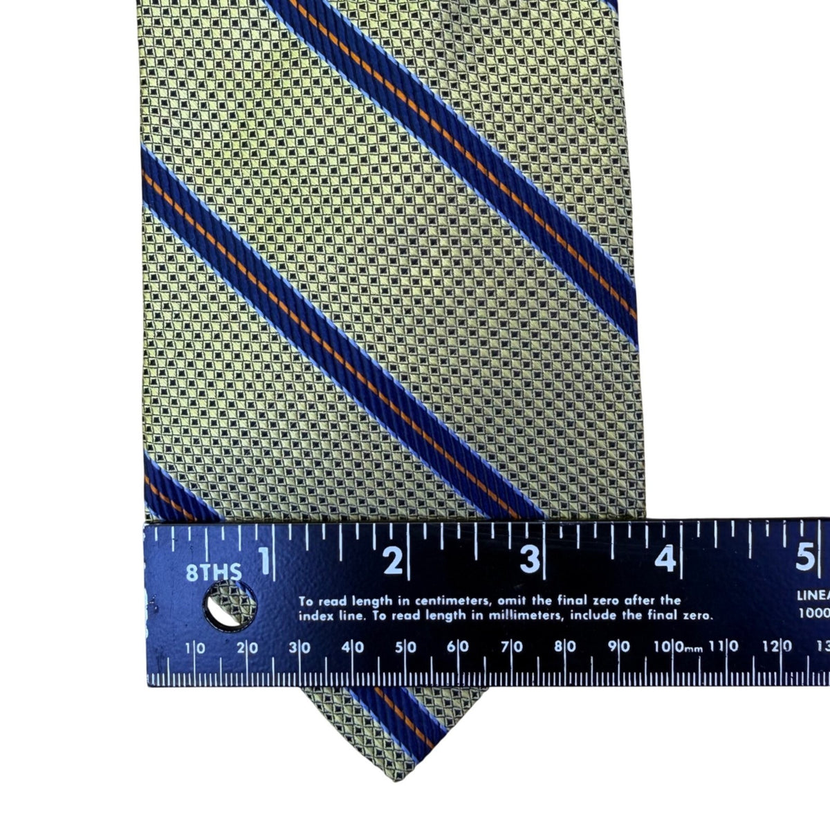 Dion Mens Blue & Orange Striped 100% Silk Tie Classic Design