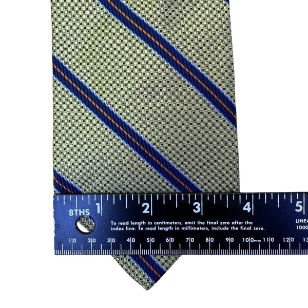 Dion Mens Blue & Orange Striped 100% Silk Tie Classic Design