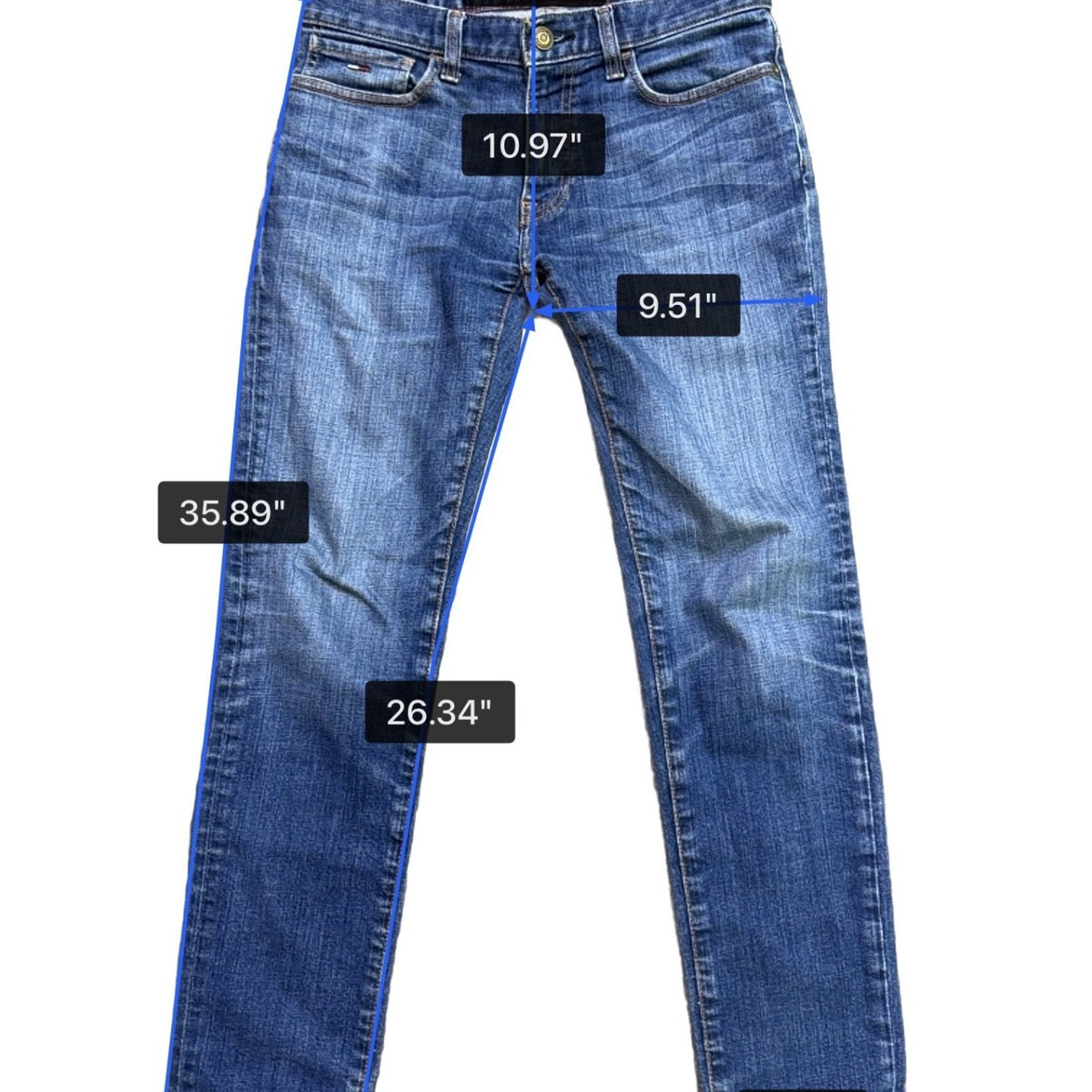 Tommy Hilfiger Mens Blue Cotton Denim Slim Fit Jeans Classic Style Size 29/30