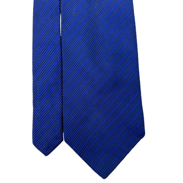 Robert Talbott Mens Blue Hand-Sewn Silk Cotton Striped Tie Made In USA