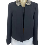 Tahari Arthur S. Levine Luxe Black  With Beaded Collar Womens Blazer Sz 6