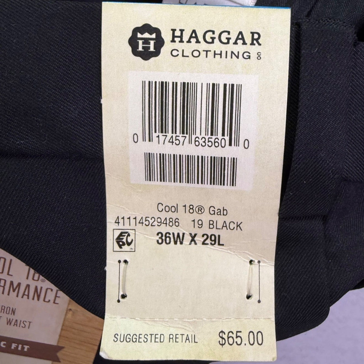 Haggar Mens Black Classic Fit Pleated Cool 18 Dress Pants Size 36W x 29L