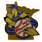 Wayzata Trojans 2012 Baseball Trading Pin With Yellow Glitter Accents & Dual Clu
