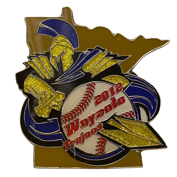 Wayzata Trojans 2012 Baseball Trading Pin With Yellow Glitter Accents & Dual Clu