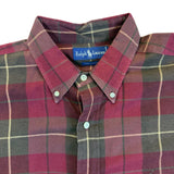Ralph Lauren Red Plaid Cotton Button-Down Shirt Long Sleeve Classic Fit Sz XL