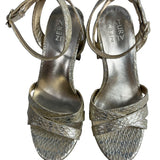 Naturalizer Gold Snake Skin Mallory Ankle Strap Platform Heel Sz 8W - New