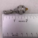 DSMK Stainless Steel Rhinestone Pendant Silver Tone Twisted Design Unique Shape