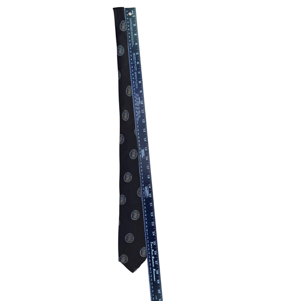 Saint Laurent Mens Black Silk Printed Tie All-Over Emblem Design Formal Acc