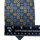 Brioni Mens Blue Yellow Silk Geometric Tie Handmade In Italy Elegant Design