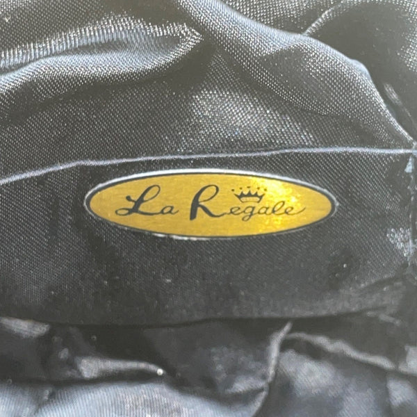 La Regale Women’s Black Beaded Gold Frame Clasp Shoulder Evening Bag