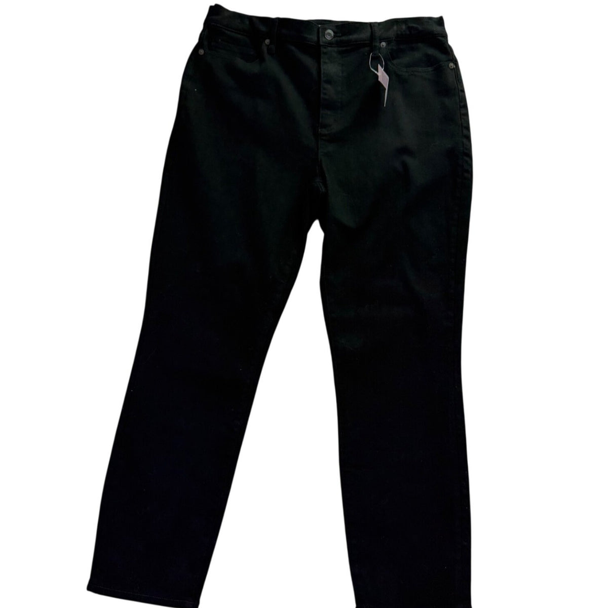 Lands End Womens Black Slim Fit 5-Pocket Stretch Denim Jeans Size 16
