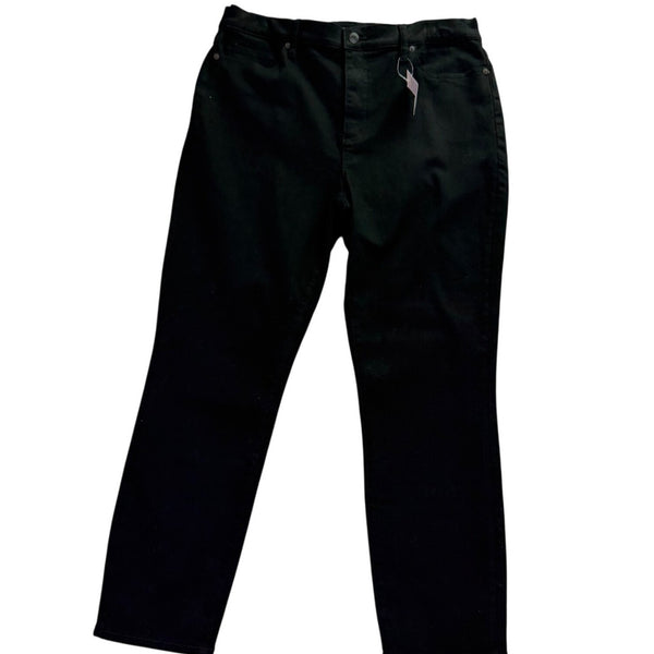 Lands End Womens Black Slim Fit 5-Pocket Stretch Denim Jeans Size 16