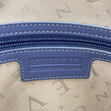 Levenger Women’s Blue Leather Double Handles Front Pocket Shoulder Tote Bag