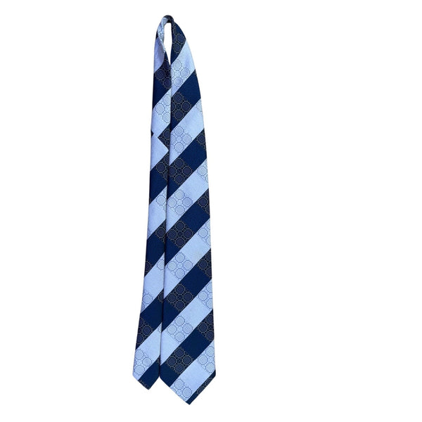 John Frederics Mens Blue/White Polyester Argyle Necktie Geometric Design