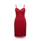 As U Wish Womens Red Lace Sequin Dress Sleeveless Size S 
