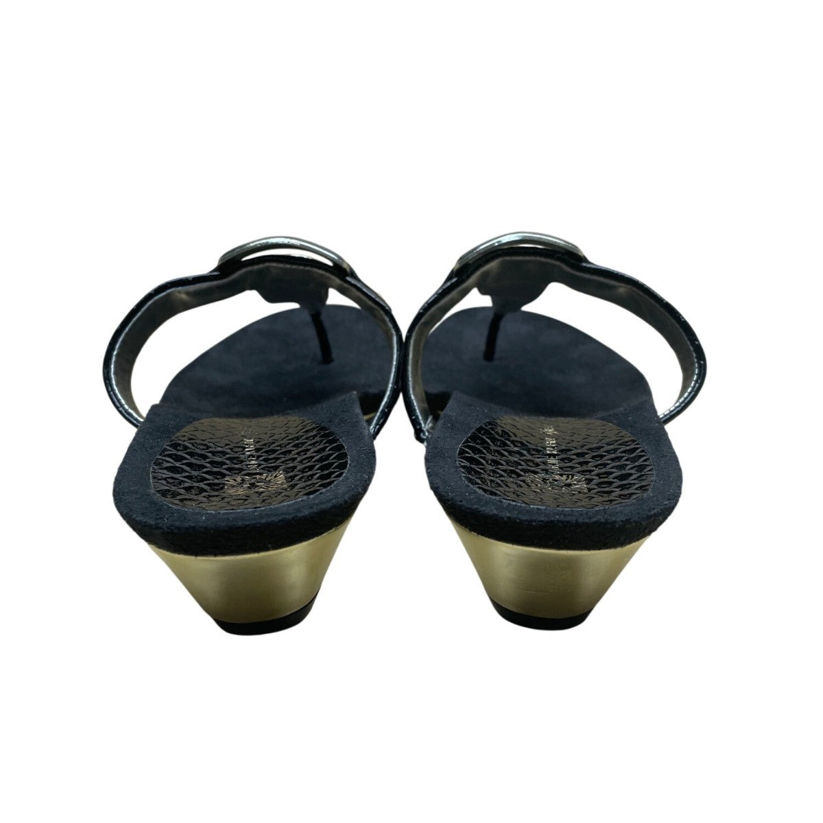 Anne Klein Women’s Black Embossed Strap Wedge Sandals Akita Size 10M