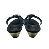 Anne Klein Women’s Black Embossed Strap Wedge Sandals Akita Size 10M