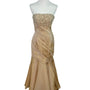YSA Makino Strapless Gold Beaded Mermaid Gown With Floral Embellishments Size 6
