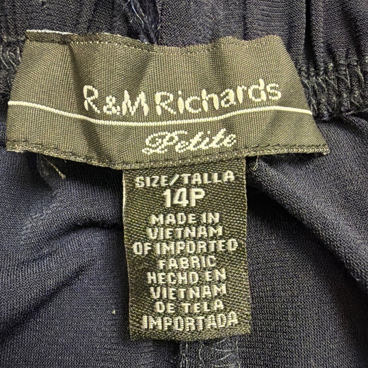 R&M Richards Womens Navy 2-Piece Petite Pant & Tee Stretch Set Size 14P