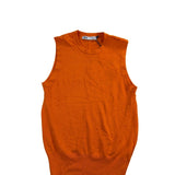 Zara Womens Orange Knit Sleeveless Sweater Viscose Blend Elastic Hem Size M