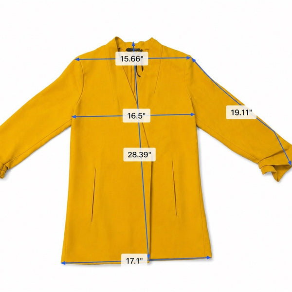 Shinesstar Womens Yellow Polyester Open Front Long Jacket Stylish Layer Size M 