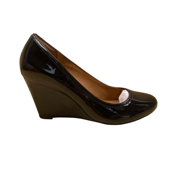 Clarks Womens Black Patent Leather Thea Wedge Pumps Size 7.5M