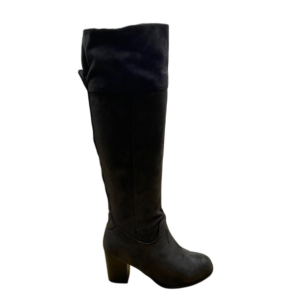 Diba Women’s Gray Suede Block Heel Pull-On Celia Knee-High Boots Size 7M