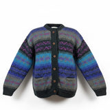 Snowfox Women’s Blue & Purple Handmade Knitted Cardigan From Nepal