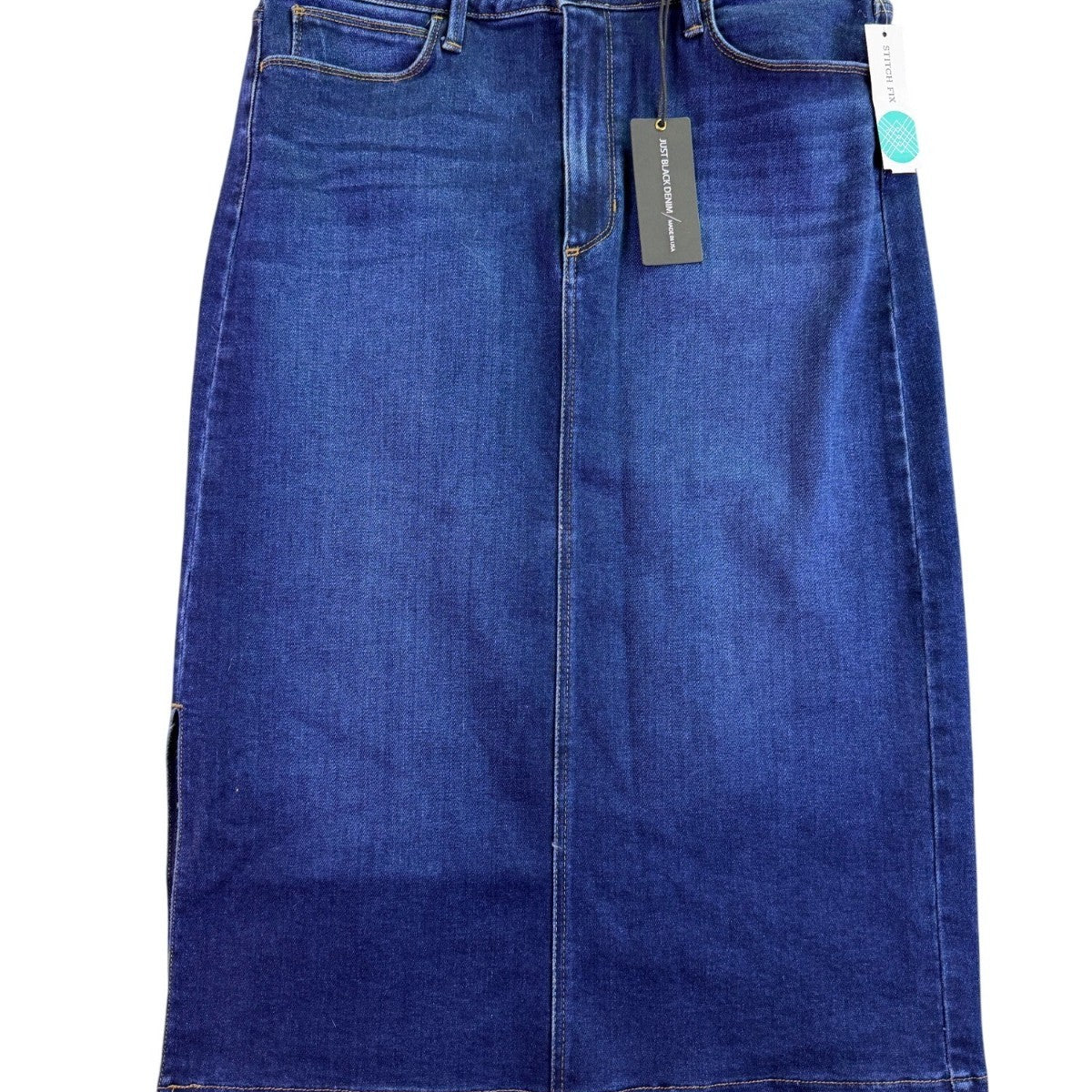 Just Black Denim Womens Dark Wash Side Slit Midi Skirt Modern Style Sz XL