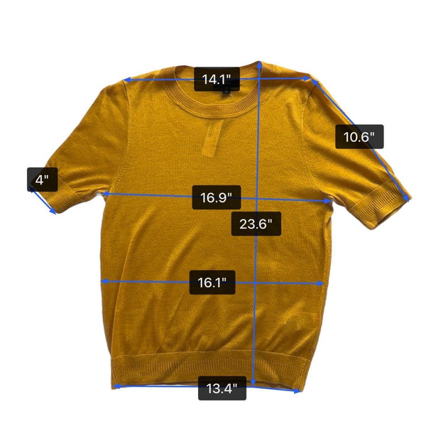 J.Crew Womens Mustard Yellow Lyocell Blend Short Sleeve Sweater Size M