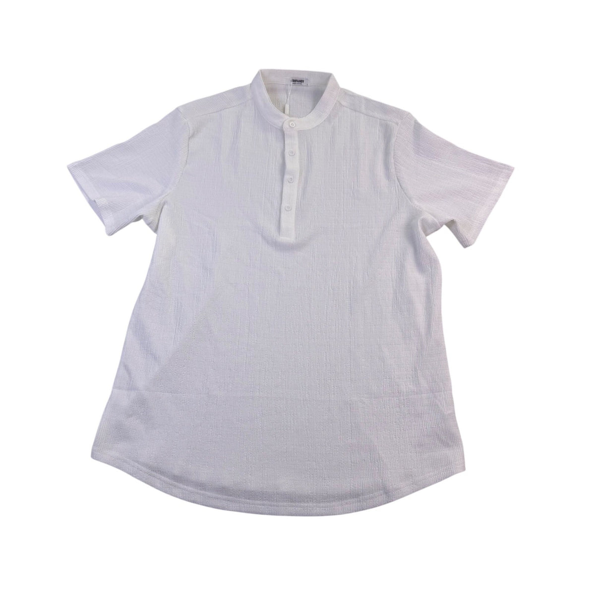 Coofandy Men White  Short Sleeve Stand Collar Shirt Size L