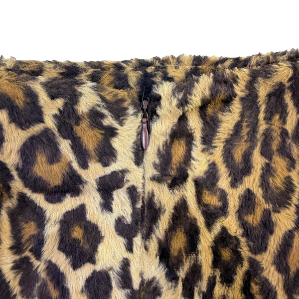 Cache Women Brown Leopard Print Cotton Blend Skirt Animal Pattern Size 6