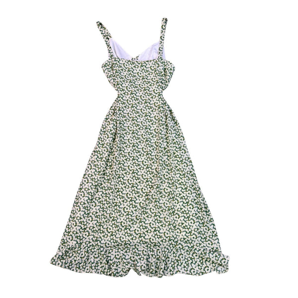 Lulus Womens Green Floral Maxi Dress Sleeveless Adjustable Straps Size Large