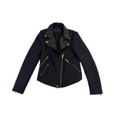 Zara Basic Womens Black Moto Jacket With Gold Zippers Size S