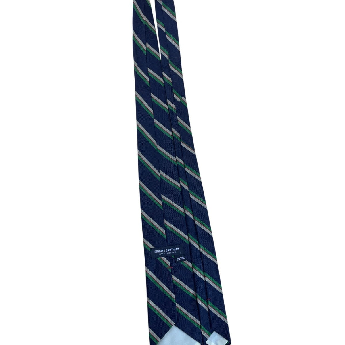 Vintage Brooks Brothers Navy All Silk Striped Tie Green Blue Business Classic