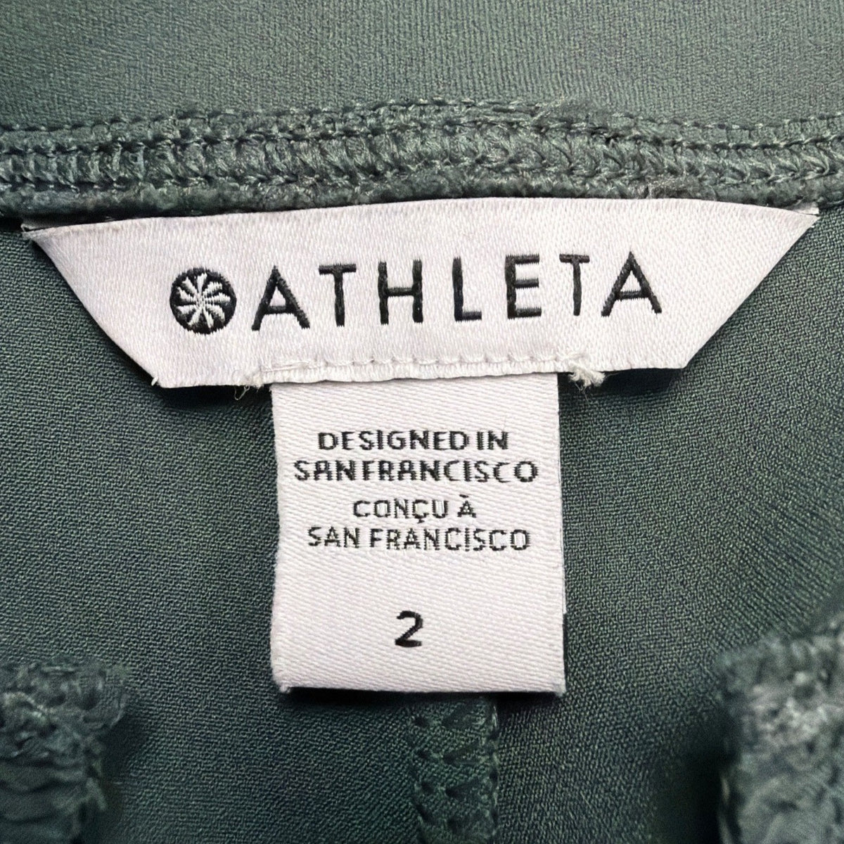 Athleta Womens Dark Green High-Waisted Slim Fit Pants Stretchy Size 2