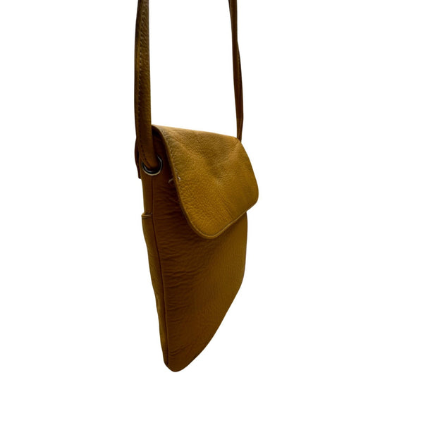Tignanello Women’s Yellow Leather With Front Zip Pocket Crossbody Bag