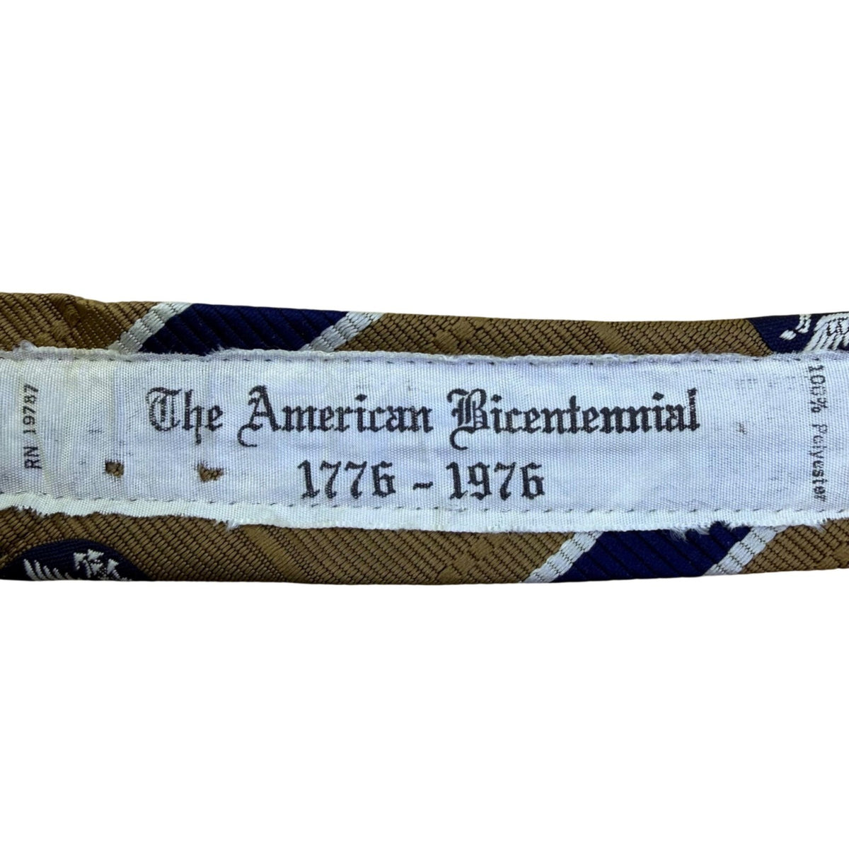 Pride Of America Mens Tan & Navy Necktie The American Bicentennial 1776-1976