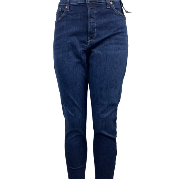Womens Mid-Rise Dark Blue Skinny Jeans New