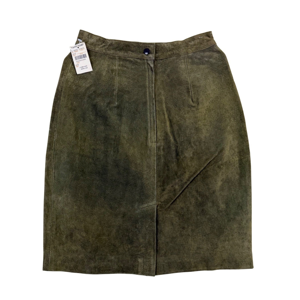 Casual Corner Womens Olive Green Leather Pencil Skirt Size 6 Fitted Waist