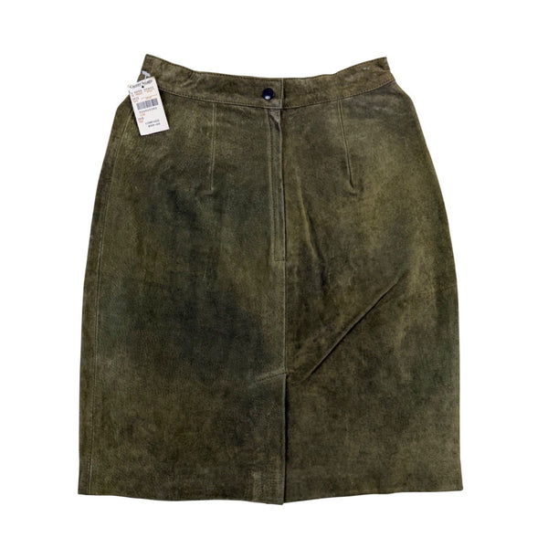 Casual Corner Womens Olive Green Leather Pencil Skirt Size 6 Fitted Waist