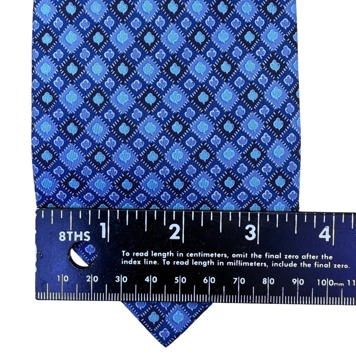 Salvatore Ferragamo Mens Blue 100% Silk Patterned Tie Geometric Design Italy