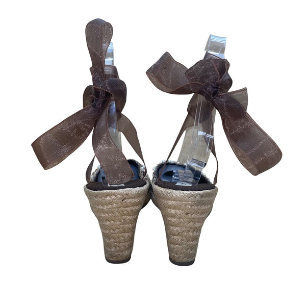Steve Madden Women’s Brown Embellished Espadrille Bommbay Wedge Sandals Size 8
