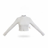 BP. Womens Heather Gray Ribbed Long Sleeve Mock Neck Cropped Top Size S