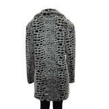 Unique New York Women's Grey Faux Leopard Fur Double-Breasted Coat Sz S