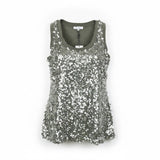 Calvin Klein Womens Olive Sequined Tank Top Petite Stylish Lightweight Sz M