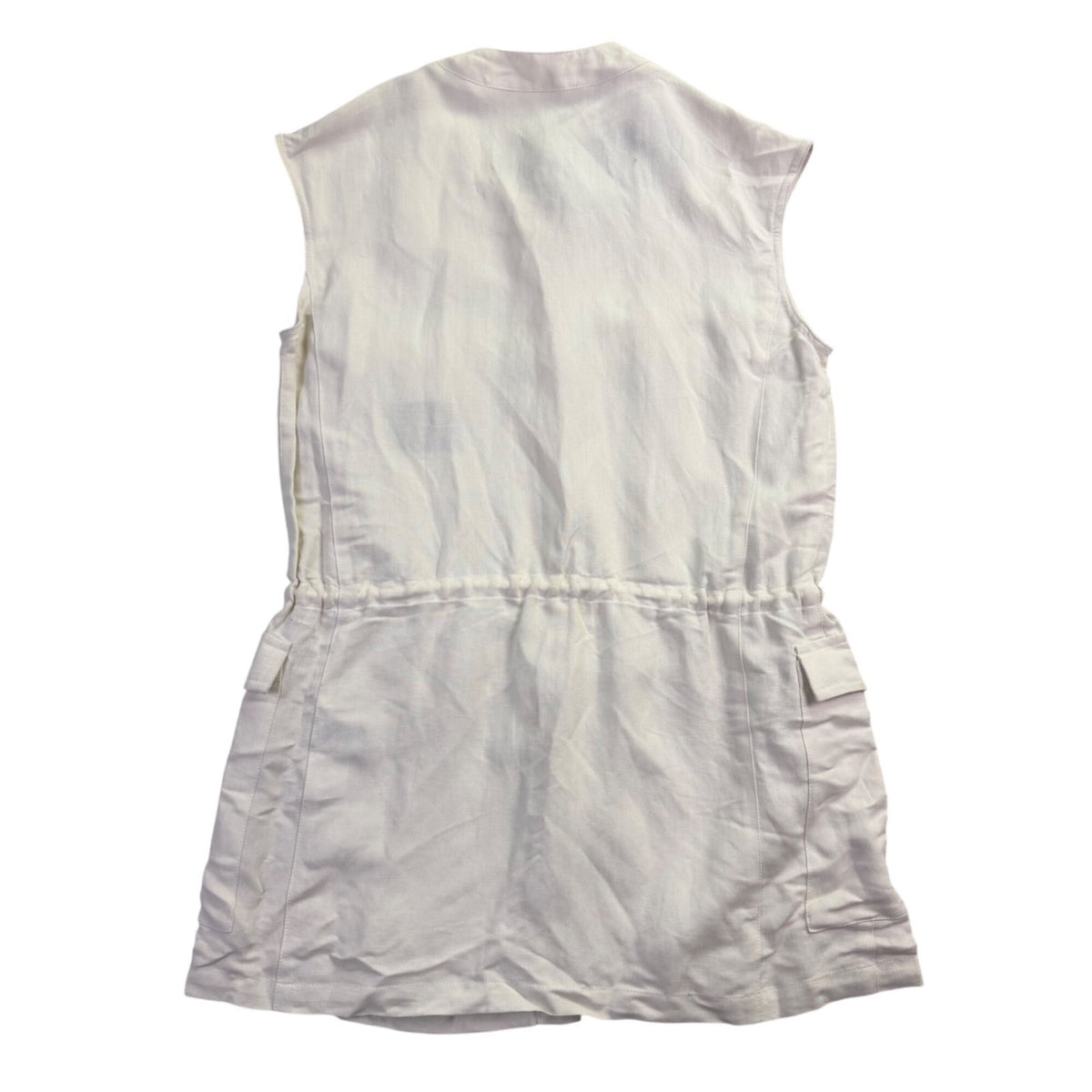 Lacoste Womens White Sleeveless Safari Vest Jacket With Pockets Size 38