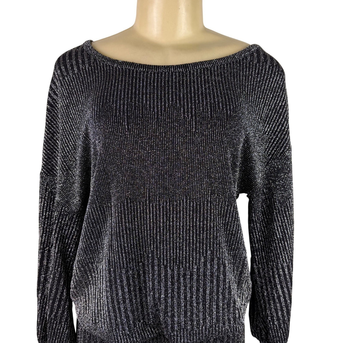 Venus Womens Black Metallic Long Sleeve Bodycon Mini Dress Sz XS