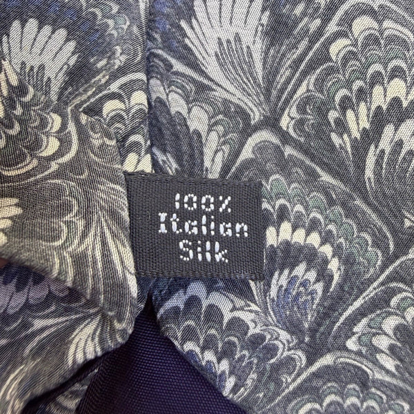 Henry Grethel Mens Blue 100% Italian Silk Tie Fan Feather Pattern