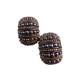 Gold Tone Womens Clip-On Earrings Twisted Rope Design Silver Tone Half Hoops
